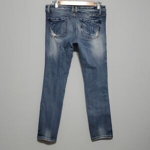 Vigoss Studio jeans women's size 7 / 8 blue The Ritz cropped skinny holes